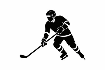 Fototapeta premium athlete hockey player minimalistic figure line art silhouette vector illustration