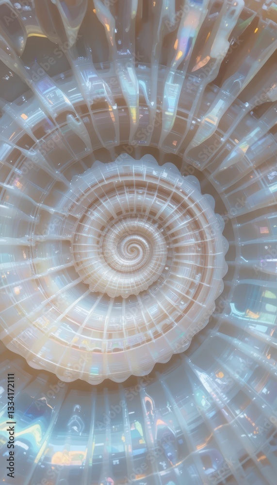 Poster elegant spiral shell pattern with soft light reflection and texture