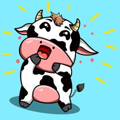 Laughing funny cow on isolated background