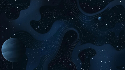 Space with colorful planets, digital cover background for posters