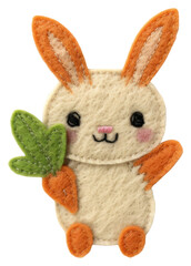 Obraz premium PNG Felt stickers of a single rabbit holding carrot accessories accessory applique.