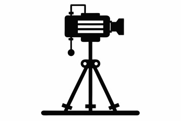 camera stand line art silhouette vector illustration