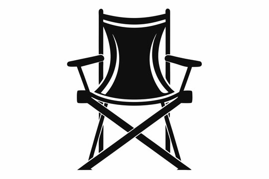 black folding chair icon, simple design clip art preview
