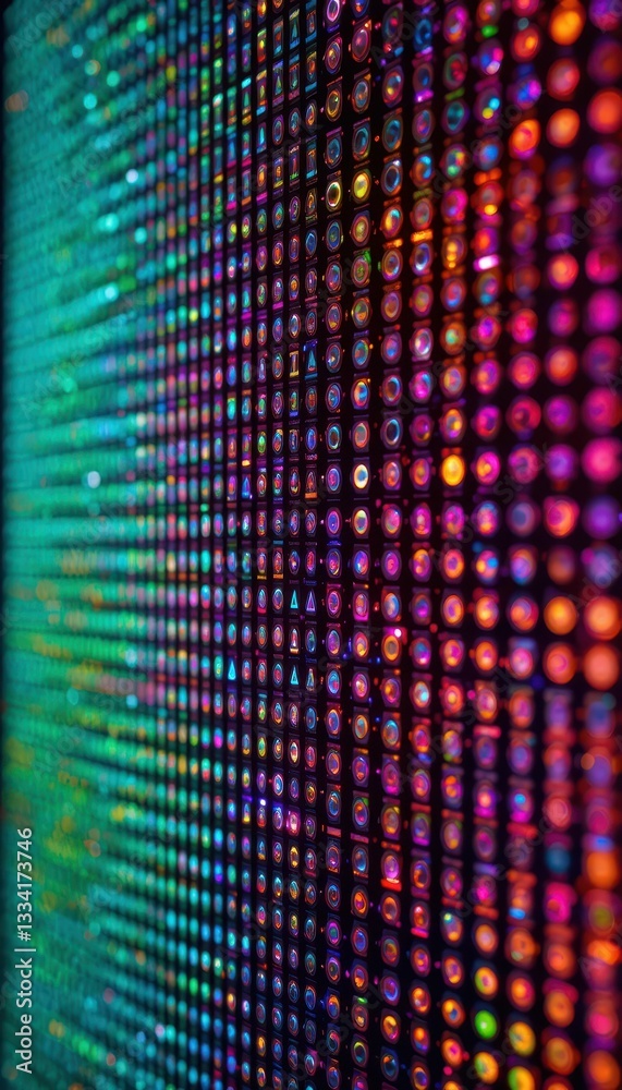 Poster bright colorful abstract led screen display with texture effect