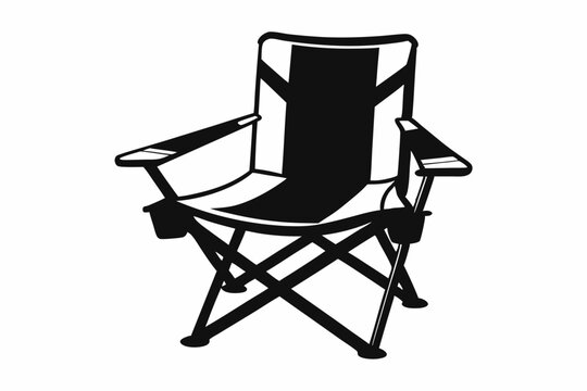 black and white camping chair clip art preview