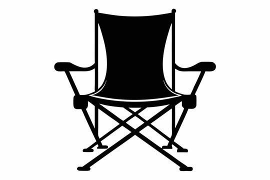 black camping chair silhouette on white background clip art preview