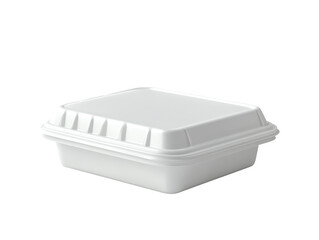 Isolated White Plastic Food Container with Lid