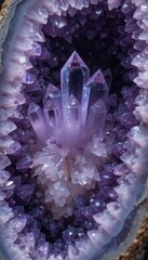 Elegant Amethyst Geode with Sparkling Crystals and Radiant Colors