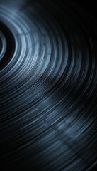 Close-Up of a Spinning Vinyl Record on a Turntable Surface