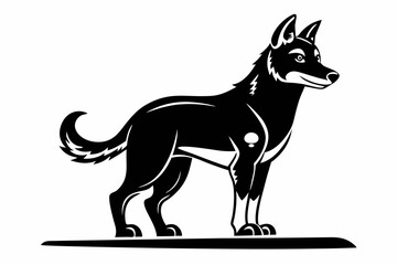 doodling lino of a dog enjoying standing on a skating line art silhouette vector illustration