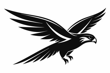Obraz premium flying falcon bird logo icon line art silhouette vector illustration