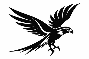 flying falcon bird logo icon line art silhouette vector illustration