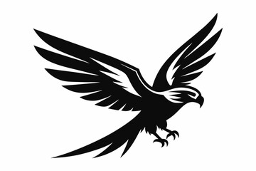 Obraz premium flying falcon bird logo icon line art silhouette vector illustration