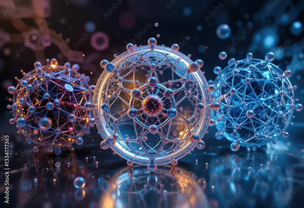 Poster abstract molecular structure visualization in three-dimensional space