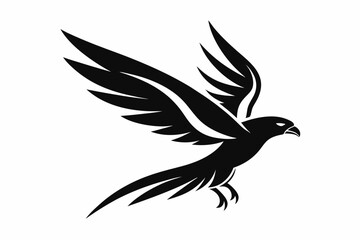 flying falcon bird logo icon line art silhouette vector illustration