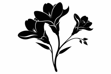freesia flower line art silhouette vector illustration