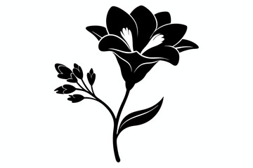 freesia flower line art silhouette vector illustration