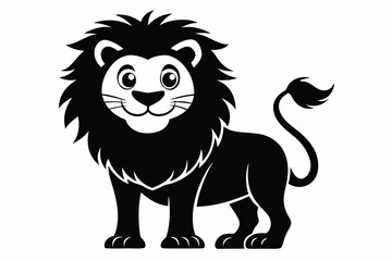 Obraz premium funny friendly greeting lion line art silhouette vector illustration