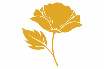 golden poppy line art silhouette vector illustration