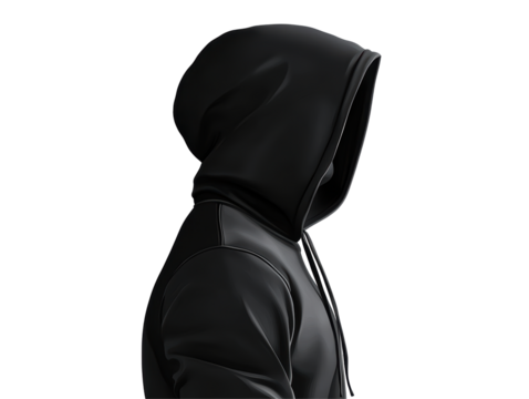 Isolated Mysterious Figure in Black Hoodie, Shadowy - Powered by Adobe