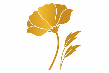 golden poppy line art silhouette vector illustration