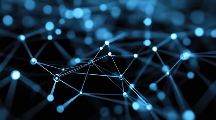 Obraz premium Abstract digital background with glowing blue lines and nodes in a network design concept