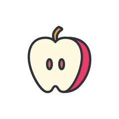 Apple slice colored icons, minimalist vector illustration ,simple transparent graphic element .Isolated on white background