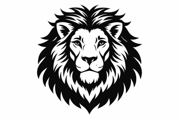  lion head icon line art silhouette vector illustration