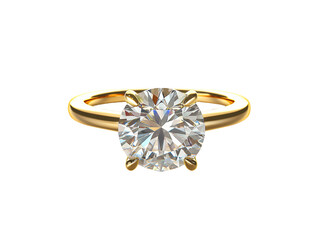 Isolated Round Cut Diamond Ring in Yellow Gold Setting
