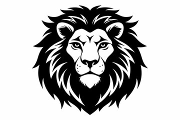  lion head icon line art silhouette vector illustration