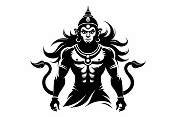 lord hanuman ji face line art silhouette vector illustration