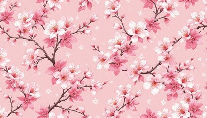 Elegant Pink Cherry Blossom Floral Pattern on Soft Background