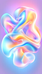 Abstract iridescent fluid form, swirling pastel colors