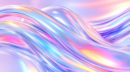 Obraz premium Abstract iridescent waves, flowing pastel colors, smooth glossy surface