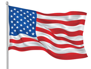 Isolated Waving American Flag, Stars and Stripes
