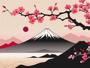 Mount Fuji and Sakura Wallpaper