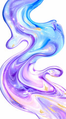 Abstract swirling fluid art in purple, blue, and gold