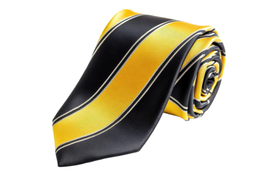 Isolated Formal Striped Necktie Black and Yellow