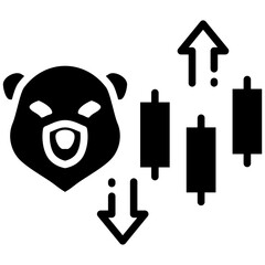 Bear Market icon in Glyph Style. Simple Vector Design. Simple Vector Glyph Icon