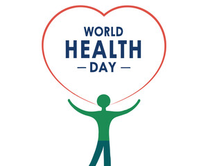 World Health Day: Green Human Figure Under Red Heart