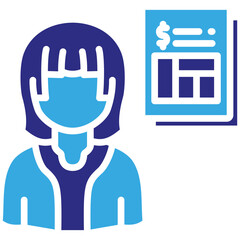 Bookkeeper icon in Glyph Dual Color Style. Simple Vector Design. Simple Vector Glyph Icon