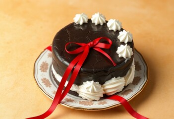 Delicious Black Forest Cake on a decorative plate