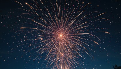 Colorful Fireworks Explosion in Night Sky with Bright Sparks