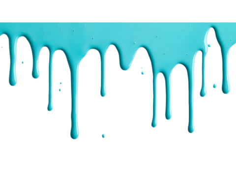 The image showcases turquoise paint drips with an transparent background, cut out, PNG 3D Digital Art. composed of various blocks of color.