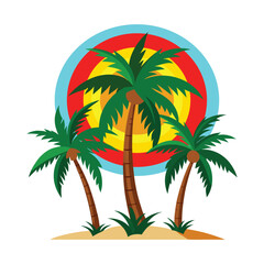 Naklejka premium Palm trees with retro vector.