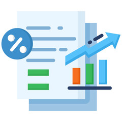 Sales Report icon in Flat Color Style. Simple Vector Design. Simple Vector Flat Icon