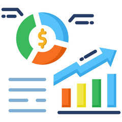 Market Research icon in Flat Color Style. Simple Vector Design. Simple Vector Flat Icon