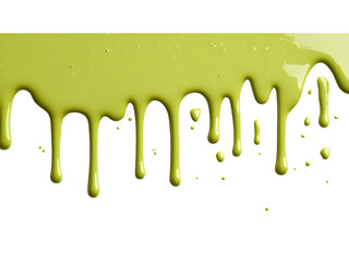 Dripping green liquid paint with a transparent background, cut out, PNG 3D Digital Art.