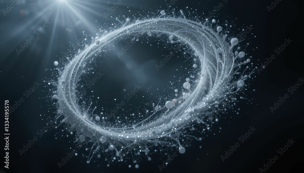 Poster abstract circular design with glowing particles and light rays