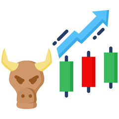 Bull Market icon in Flat Color Style. Simple Vector Design. Simple Vector Flat Icon